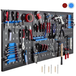 Arebos Werkzeugwand dreiteilig 17-teiliges Hakenset Blau 120 x 60 x 2 cm Werkzeug Lochwand 17 teilig