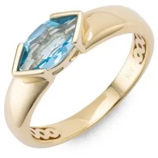 GOLDSCHMUCK FÜR MICH Ring beh. Swiss Blautopas ca. 0,95ct Gold 375