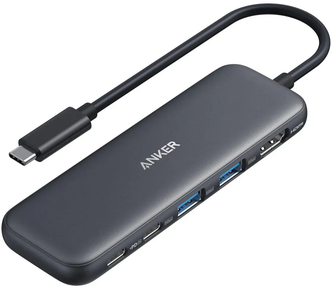 Anker USB C Hub, 332 USB-C Hub (5-in-1) mit 4K-HDMI-Display, 5 Gbit/s Datenanschluss und 2 USB-A-Anschlüssen