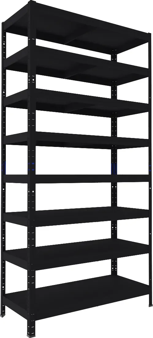 Speisekammerregal Biedrax 40 x 80 x 240 cm, Schwarz, 8 Stahlböden, Fachlast 100 kg pro Fachboden