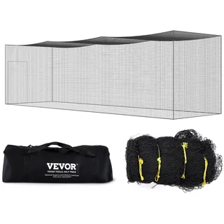 Vevor Baseball-Schlagkäfig-Netz für Zuhause oder Hinterhof 35 Fuß, Baseballkäfig-Netz zum Schlagen und Aufstellen, Baseballnetz, Schlagkäfig, für Kinder oder Erwachsene Schwarz