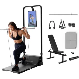 Speediance Smart Home Gym System, Gym Monster Multifunktionale Smith Maschine Home Gym Power Cage, Tragbare Kabelmaschine für Home Workout, Ganzkörper-Krafttraining Fitness(Works Plus)