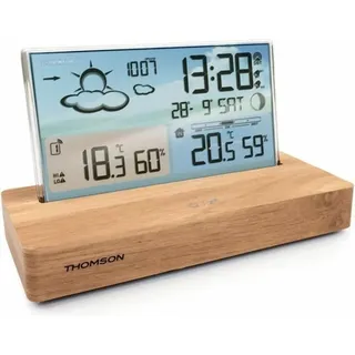 Thomson Wecker Wetterstation Holzbasis