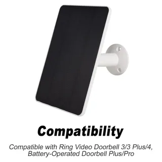 Solarladegerät, kompatibel mit Ring Video Doorbell 3 / 3 Plus / 4, Battery Doorbell Plus / Pro, wetterfestes Solarpanel mit 3 m Kabel, verstellbar