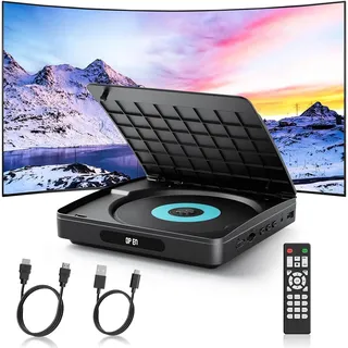 WOLFANG DVD-Player für Fernseher mit HDMI, Full HD Multi Region, Fernbedienung und Typ-C-Kabel, CD-Player für Heim-Stereoanlage, USB-Anschluss (Nicht Blu-ray)