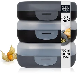 Moritz & Moritz 3x Brotdose mit Fächern - Lunchbox Mix und Match 3898 Kunststoff, 6 kombinierbare Halbschalen, Set, 3 Stück