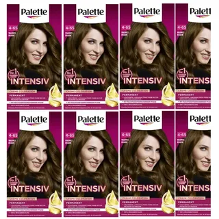 8 x Schwarzkopf Poly Palette Intensiv Creme Coloration 4-65 Warmes Braun