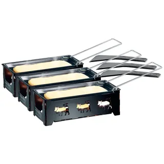 Rosenstein & Söhne Racletteofen mit Kerzen: 3er-Set Teelicht-Raclette, mit Schaber (Raclette Grill, Mini, Ofen)