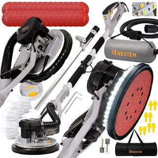 Wand- und Deckenschleifer BESTEN 220 cm - Gips- & Putzschleifer - 2× LED - inkl. 30 Schleifscheiben