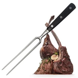 Fackelmann FMProfessional Fleischgabel für Steaks, Braten & Gemüse by Fackelmann – Grillgabel mit langen Zinken – Tranchiergabel zum Wenden und fixieren von Fleisch & Co, Silber