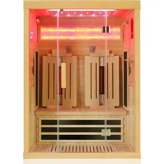 Dewello Dewello® Infrarotkabine Infrarotsauna SALTCOATS 135cm x 105cm inkl. 4 Vollspektrumstrahler, 4 Karbonstrahler, 2 Personen