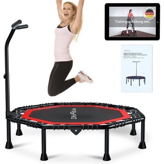 DH FitLife Fitness Trampolin klappbar Leise Gummiseilfederung ohne Installation | 50 Zoll 128cm Trampoline für Indoor & Outdoor Jumping | mit 3 verstellbaren Handgriffstufen (Rot)