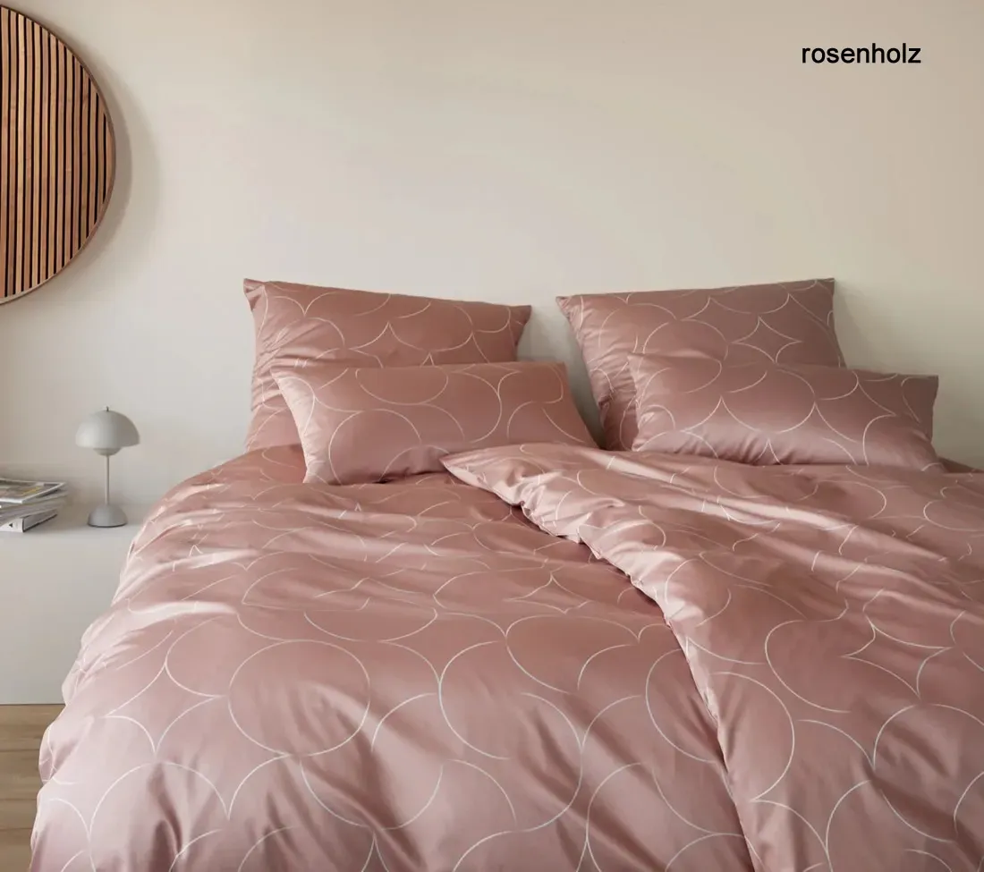 Elegante Mako-Satin Bettwäsche Circus - 135x200 cm + 80x80 cm	rosenholz
