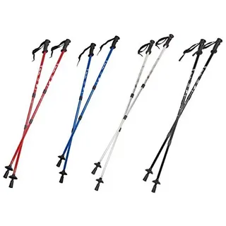 Nordic Walking Stöcke Stock Set 2 Stücke Paar Trekking Wander Länge 65-135cm Farbvarianten Walkingstöcke Anti-Shock Dämpfungssystem (Silber)