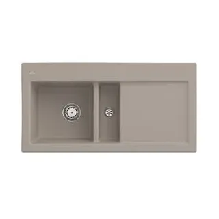 Villeroy und Boch Subway Spüle 677001AM links, mit Ablaufgarnitur, Handbetätigung, Almond