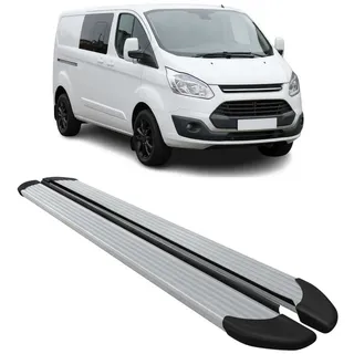 Omac Seitenschweller Trittbretter Schweller kompatibel mit Ford Transit Custom I 2012-2023 L2 Silber Aluminium