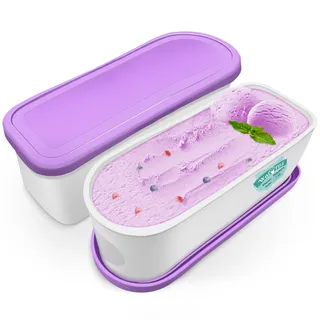 Walfos® Eisbehälter, 2er-Eisbehälterfür Speiseeis, 1.5L Eisbehälter mit Silikon-Deckel, BPA-frei Hausgemachte - Wiederverwendbare Creami Behälter, Aufbewahrungsbehälter für Eiscreme, Dessert, Sorbet
