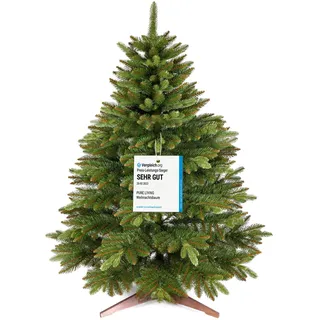 Premium Weihnachtsbaum künstlich 90cm - TESTSIEGER 10 Jahre GARANTIE - Naturgetreu, dichte Zweige, Künstlicher Weihnachtsbaum mit Holzständer – Tannenbaum künstlich von Pure Living