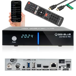 GigaBlue UHD Trio Pro 4K Box SAT-Receiver DVB-S2x DVB-C2 DVB-T2 Tuner [2160p,PVR,HDMI,MicroSD-Card Slot] - schwarz (ohne Festplatte)