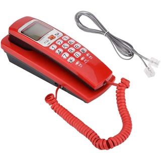 Telefon Fixe, Telefon Schreibtisch Festnetz Schnur Telefone für Festnetz Mode Verlängerung Telefon Home Silber FSK/DTMF Anrufer ID Kabel (Rot)