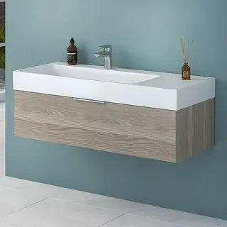 Camargue Cube Waschtischunterschrank  (120 x 48 x 30 cm, Eiche Cordoba)