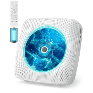 KOVCDVI CD Player Tragbar Bluetooth Radio mit CD-Player mit Lautsprecher Unterstützung USB & AUX-Wiedergabe mit Fernbedienung Staubschutzhülle Weiß