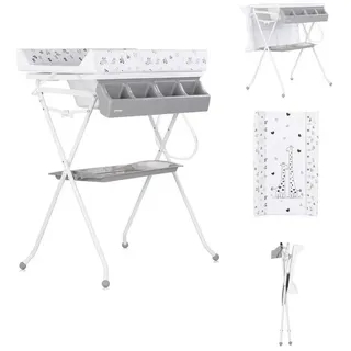 Chipolino Babybadewanne Babywanne Wickeltisch Aqua, 2 in 1 Zubehörfach klappbar Ständer Stopfen grau