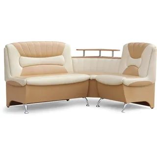 RODNIK Eckbank „Arabika“ Essecke Sitzbank Beige-Creme Kunstleder inkl. Ablage und Stauraum
