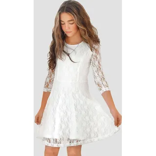 Kidsworld Jerseykleid "- Spitzenkleid", Mädchen, Gr. 164/170, N-Gr, beige (natur), Spitze, Obermaterial: 95% Polyester, 5% Elasthan.