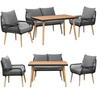 Swing&Harmonie Gartenmöbel Lounge-Set „Sienna“ für 4 Personen – anthrazit/holz