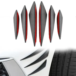 DOKRIN Frontspoiler,Auto modifizierter Spoiler Windmesser Carbon Lötmuster 6 Stück Universal Crescent Windmesser Frontstoßstange Seitenschweller Spoiler