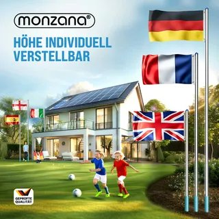 monzana Fahnenmast 6,50m mit Seilzug inkl. Flagge Flaggenmast Mast Flagge Alu 650cm Spanien-Flagge