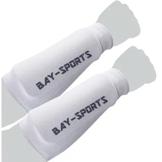 BAY-Sports Armschoner Unterarmschutz Unterarmschoner Unterarmschützer Unterarm IUM, Baumwolle, Waschmaschinenfest, Dauerelastisch, XS - XL weiß L/XL