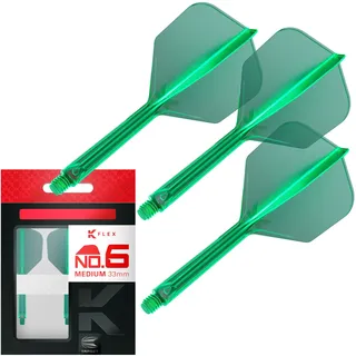 Target Darts K Flex Integrated Dart Flights and Shafts, Nr.6 Grün (Medium) | 3er Pack K-Flex - No6, Kflex All In One Moulded Dart Flight & Stem | Professionelles Dart Zubehör