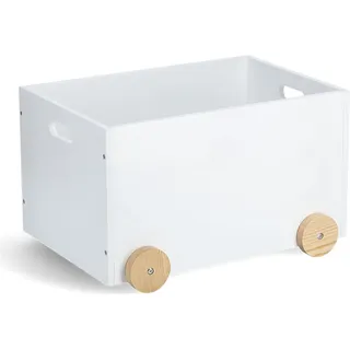 Hti-Living Spielzeugkiste Holz weiß auf Rollen