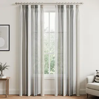 MRTREES Fenster Gardine Dunkelgrau Grau und Weiß Streifen und Vorhänge 260x140 cm Store Wohnzimmer Schlaufenschal
