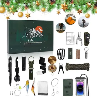Adventskalender 2024 MäNner Werkzeug Weihnachtskalender, Survival Kit Werkzeug Adventskalender, Survival Tools Adventskalender FüR Erwachsene Teenager MäNner Werkzeug Geschenk (D)