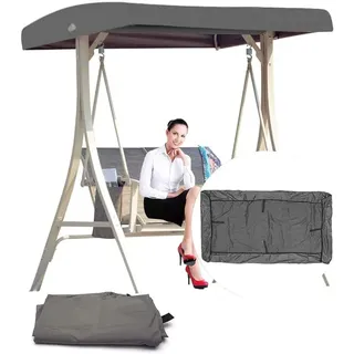 DFANCE Ersatzdach für Hollywoodschaukel,191x120x18cm 3 Sitzer Dach für Hollywoodschaukel,Wasserdicht Hollywoodschaukel Ersatz-Bezug Ersatzbezug Sonnendach,210D Oxford-Stoff(Color:Grau)