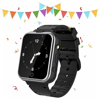 Smartwatch für Kinder, 24 Spiele, Schrittzähler, 2 HD-Kameras, modisch,Schrittzähler tolle Geschenke für Mädchen und Jungen (Scrawz) - Schwarz