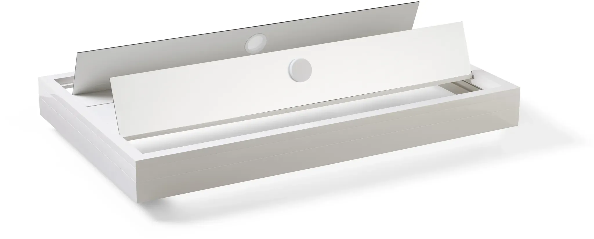 Vario Aquariumabdeckung nach Maß - Flap Klappdeckel - Weiß  40cm 2-teilig (1 Trägerprofil) 100cm