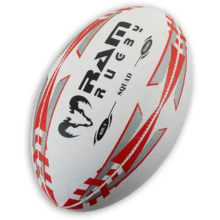 Ram Rugby Squad Trainingsball, England Designed, Top-Qualität, Handgenäht, 3D-Grip für Optimale Ballkontrolle, mit Pumpe, Größen 3-5 (5 (Erwachsene))
