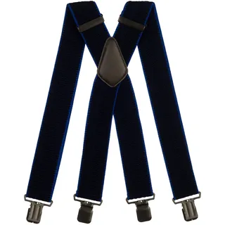 Olata Extra Breite Hosenträger für Herren – 5 cm breit, Robust und Verstellbar mit Stabilen Clips, Ideal für Arbeit und Elegante Outfits. Schwarz/Königsblau (Schwarz Clips) - Einheitsgröße
