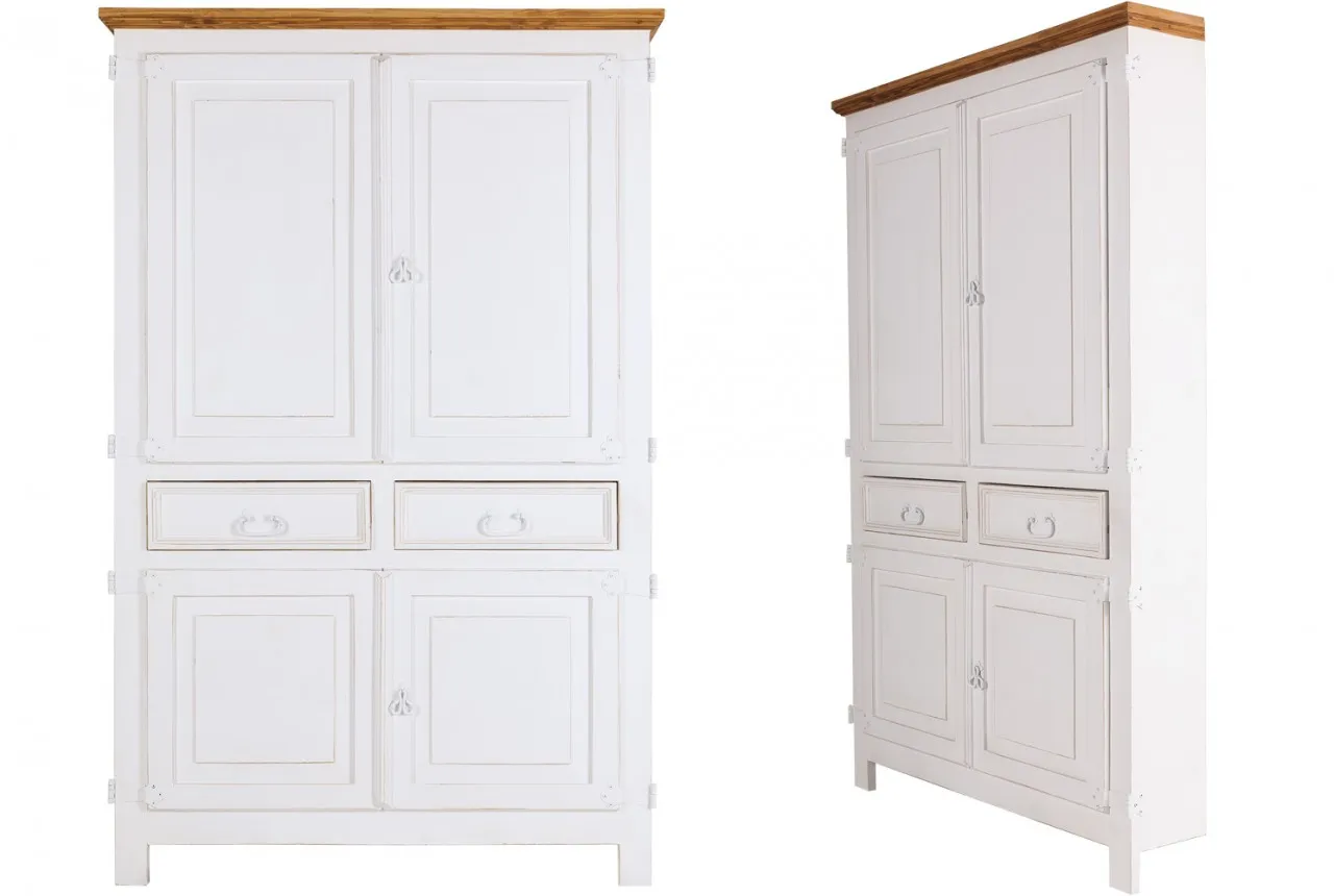Eckschrank MEXICO, Pinie, weiß, Landhausstil, Massivholz, TV-Schrank