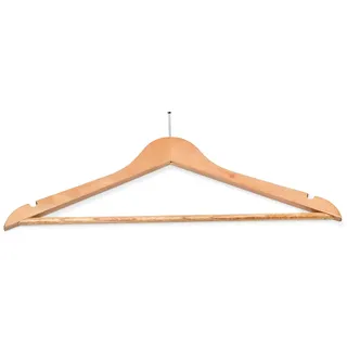 Hotel-Kleiderbügel aus hellem Holz mit Hotelaufhängung aus Edelstahl - mit Einkerbungen und Steg