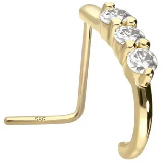 PIERCINGLINE 14/18 Karat Gold Nasenstecker 3 GROSSE MOISSANITE