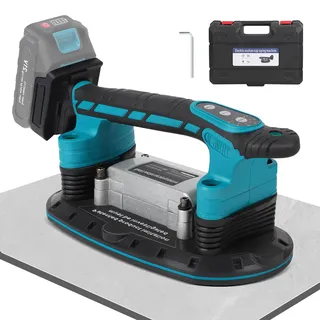 2IN1 Akku Fliesenrüttler & Saugnäpfen für Makita Akku 18V | mit 6 Gang Einstellbaren, 30*16cm Saugnapf 250kg Adsorption Fliesen Vibrationsgerät Fliesenvibrator für 2m Fliesen Wandfliesen (ohne Akku)