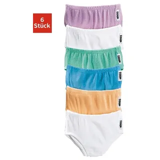 PETITE FLEUR Slip PETITE FLEUR, Mädchen, Gr. 128, 6 Stk., bunt (flieder, mint, blau, pfirsich, weiß, weiß), Piqué, Obermaterial: 95% Baumwolle, 5% Elasthan, unifarben, körpernah, Unterhosen Unterhose Slip, bequemer Basic, angenehm zu Tragen