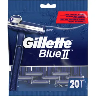 Gillette Blue II Einwegrasierer Männer, 20 Rasierer mit 2-fach Klinge, fixierter Klingenkopf (Packung mit 5)
