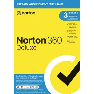 NortonLifeLock Norton 360 Deluxe 25 GB 3 Geräte 1 Jahr ESD ML Win Mac Android iOS