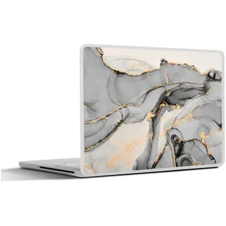 MuchoWow Laptop-Aufkleber Marmor - Gold - Grau, (1tlg), Selbstklebendes Laptop Folien Cover, Sticker, Kratzschutz, 36x27 cm bunt Ø 45.65 cm x 36.5 cm x 27.5 cm